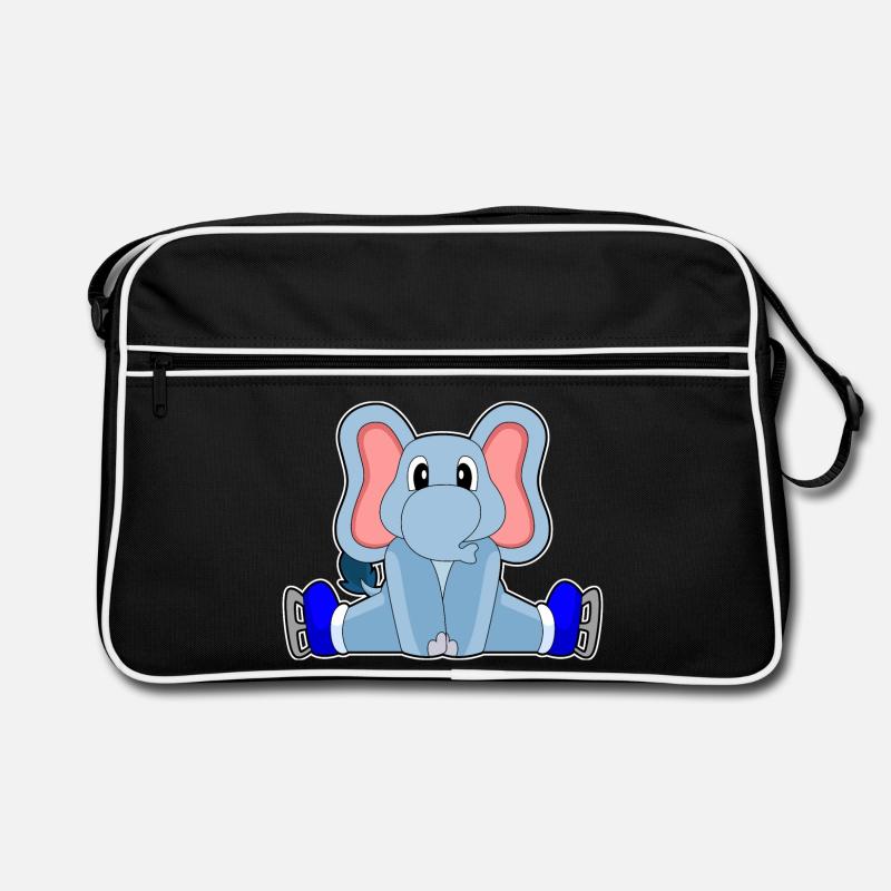 Elefant Eislaufen Schlittschuhe - Retro Tasche - Schwarz/Weiß