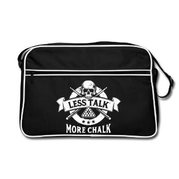 Less talk, more chalk. Billard Spruch, Geschenk - Retro Tasche - Schwarz/Weiß - Vorne