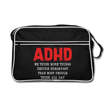ADHD Thought Cascade in the Morning - Retro Bag - black/white - Front
