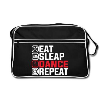 Eat Sleep Dance Repeat – Cooles Tanz Design - Retro Tasche - Schwarz/Weiß - Vorne