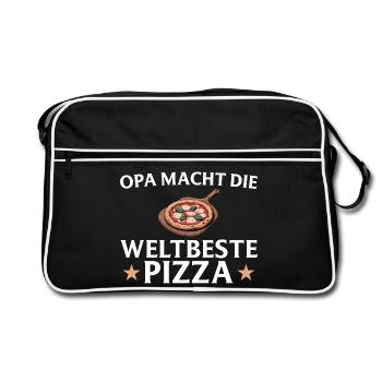 Pizza baker - Grandpa makes the world's best pizza - Retro Bag - black/white - Front