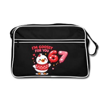 Goose Funny 67 Valentine Couple Gift - Retro Bag - black/white - Front