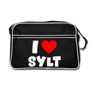 Vacances en mer du Nord J’ADORE SYLT Wadden Sea Drôle - Sac Retro - noir/blanc - Devant