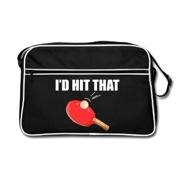I'd hit that Tischtennis Tischtennisspieler - Retro Tasche - Schwarz/Weiß - Vorne