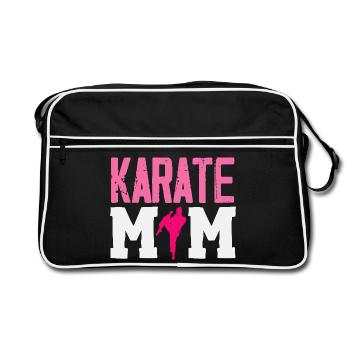 Karate Mom Martial Arts Mother Fighter Pink - Retro Bag - black/white - Front