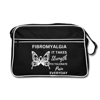 Fibromyalgia Strength Warrior Awareness Gift - Retro Bag - black/white - Front
