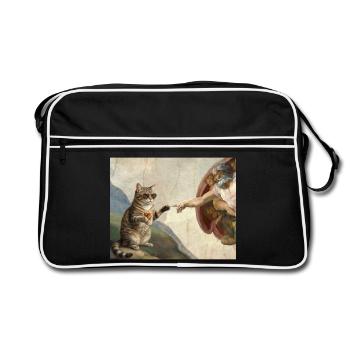Chat gifle la main de Dieu Mème des chats drôles - Sac Retro - noir/blanc - Devant
