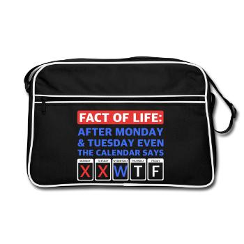 Fact of Life – Wednesday W, Thursday T, Friday F - Retro Tasche - Schwarz/Weiß - Vorne