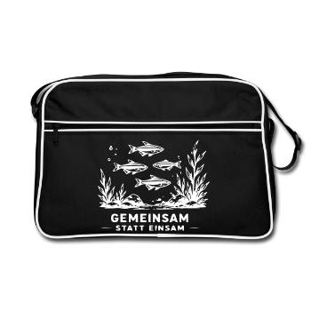 Gemeinsam statt einsam – Unterwasserfische - Retro Tasche - Schwarz/Weiß - Vorne
