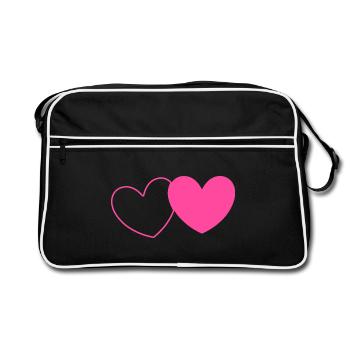 coeur rose coeur rose coeur rouge motif coeur rose - Sac Retro - noir/blanc - Devant