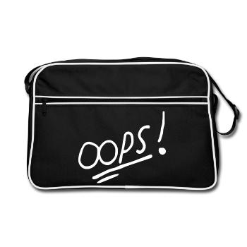 Vibrant Oops Handwritten Text Design - Retro Bag - black/white - Front