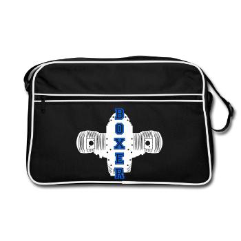 Boxer motor motorcycle motorcyclist biker - Retro Bag - black/white - Front