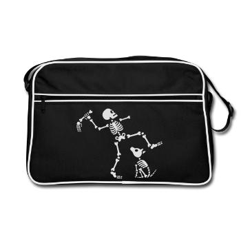 Go fetch bone dog skeleton arm hand - Retro Bag - black/white - Front
