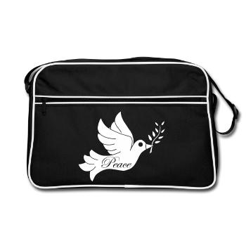 Oiseau blanc de la paix - Sac Retro - noir/blanc - Devant