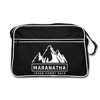 Maranatha Bergblick JesusKommt Bald - Retro Tasche - Schwarz/Weiß - Vorne