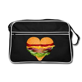 Petit pain à hamburger farci en variation de forme de cœur - Sac Retro - noir/blanc - Devant