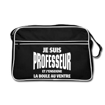 professeur, enseignant, école - Sac Retro - noir/blanc - Devant