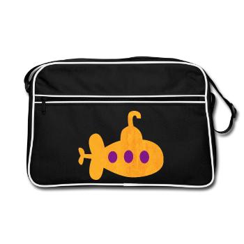 Sous-marin, Enfants, Pépinière, Sous l’eau, Mer, Océan - Sac Retro - noir/blanc - Devant
