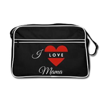 Heart Shape with Love Message for Mom - Retro Bag - black/white - Front
