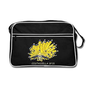 Sea snail, sapsucker, Costasiella sp.01 - Retro Bag - black/white - Front