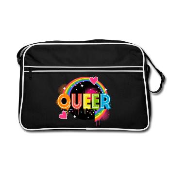 Coloré Queer Typo Mois de la fierté Égalité des droits LGBTQ - Sac Retro - noir/blanc - Devant
