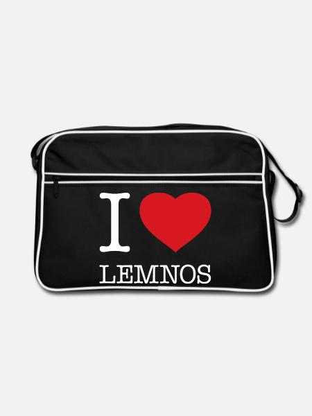 I LOVE LEMNOS - Retro Bag - black/white - Front