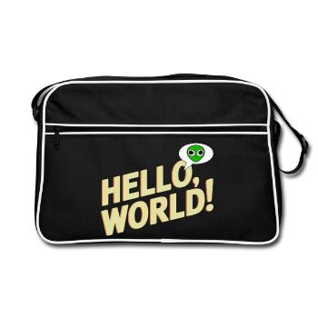 Playful Alien Hello World Design - Retro Bag - black/white - Front