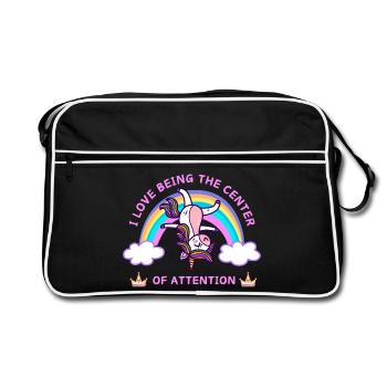 Unicorn I Love Being The Center Of Attention - Retro Bag - black/white - Front