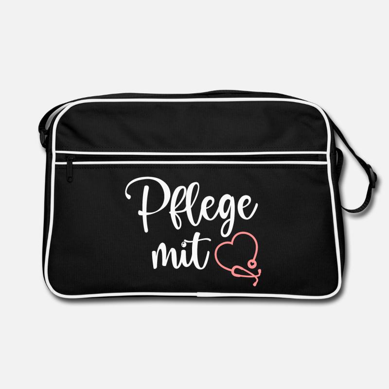 Pflege Krankenschwester - Retro Tasche - Schwarz/Weiß
