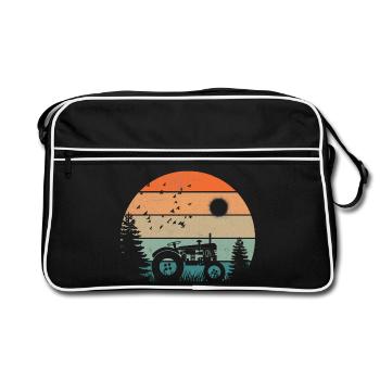 Oldtimer-Traktor bei pastellfarbenem Sonnenuntergang - Retro Tasche - Schwarz/Weiß - Vorne