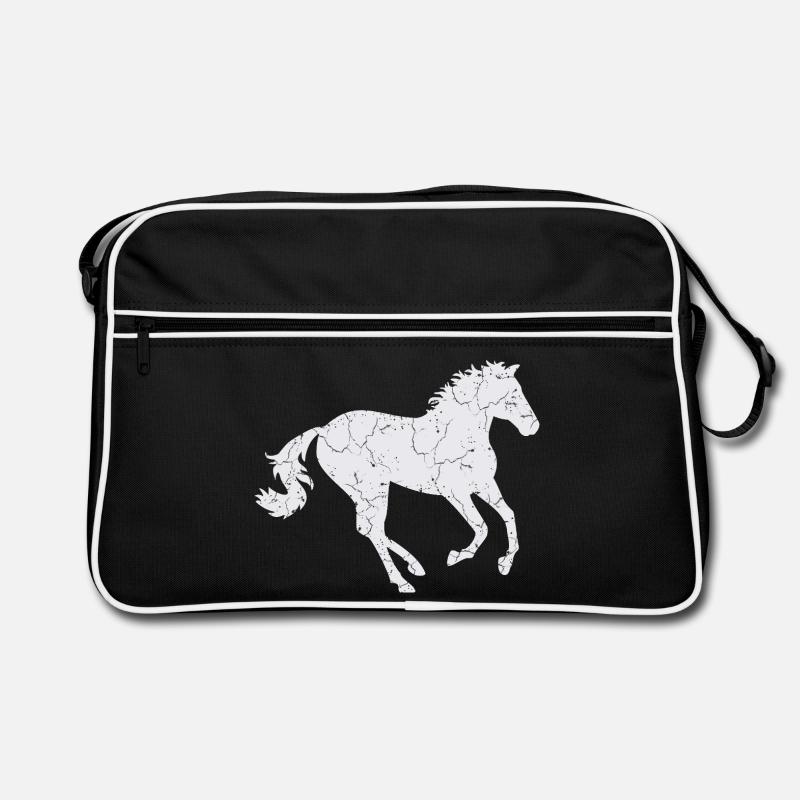 White horse galloping Retro Bag