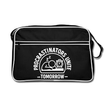 Les procrastinateurs s’unissent – Demain - Sac Retro - noir/blanc - Devant
