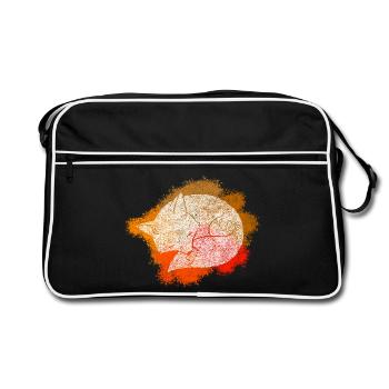 Zentangle Fox - Retro Bag - black/white - Front