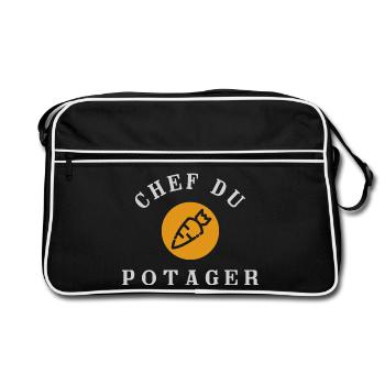 Chef du Potager Design Humoristique Jardinage - Sac Retro - noir/blanc - Devant