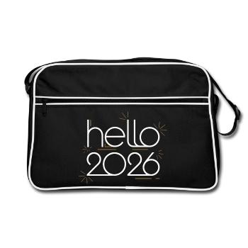 Hallo Neon-Feuerwerk 2026 - Retro Tasche - Schwarz/Weiß - Vorne