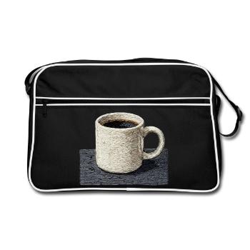 Filtre à tasse brodé café lent (imprimé) - Sac Retro - noir/blanc - Devant