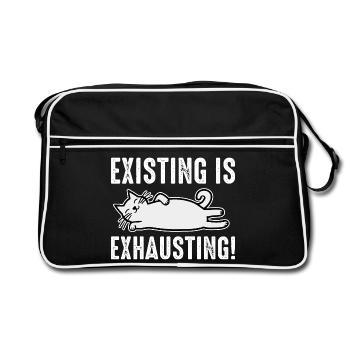 Existing Is Exhausting - Retro Bag - black/white - Front
