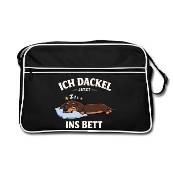 Dackel Kleidung Geschenke Ich dackel jetzt  - Retro Tasche - Schwarz/Weiß - Vorne
