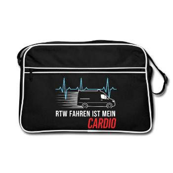 RTW Ambulanz Rettungswagen Rettungsdienst Sanität - Retro Tasche - Schwarz/Weiß - Vorne