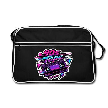 90s Tape Neon Retro Cassette - Retro Tasche - Schwarz/Weiß - Vorne