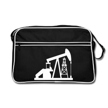 Oil Pumpjack USA Oil Transfer Pump Design - Retro Bag - black/white - Front