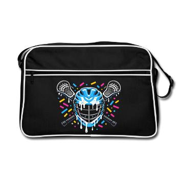 Lacrosse, joueurs de crosse, graphismes de crosse - Sac Retro - noir/blanc - Devant