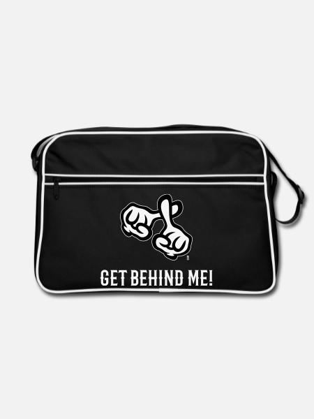 Derrière moi ! (Croix / Bible / Religion / NEG 2C) - Sac Retro - noir/blanc - Devant