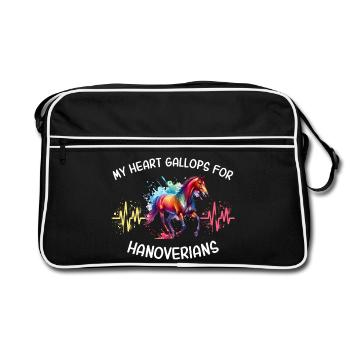 Hanoverian Heart Line Horse - Retro Bag - black/white - Front