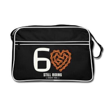 60 Years Bicycle Still Riding Birthday Gift - Retro Bag - black/white - Front