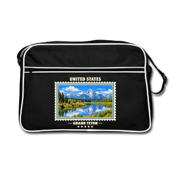 Vereinigte Staaten Grand Teton Vintage Reisemarke - Retro Tasche - Schwarz/Weiß - Vorne