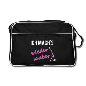 PARTNERSHIRT sauber Mama - Retro Tasche - Schwarz/Weiß - Vorne