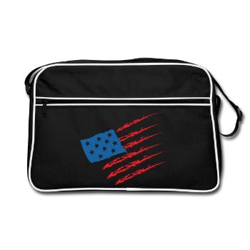USA United States Amerika Flagge - Retro Tasche - Schwarz/Weiß - Vorne