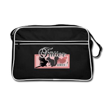 Füttern Wildtiere Tiere Eichhörnchen Vögel Spruch - Retro Tasche - Schwarz/Weiß - Vorne