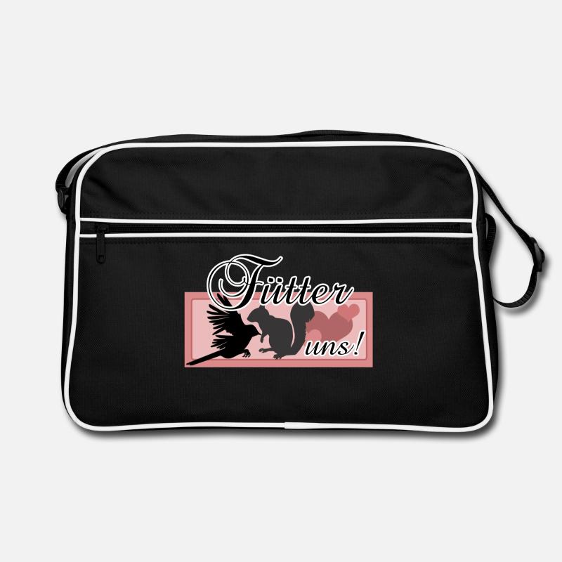 Füttern Wildtiere Tiere Eichhörnchen Vögel Spruch Retro Tasche